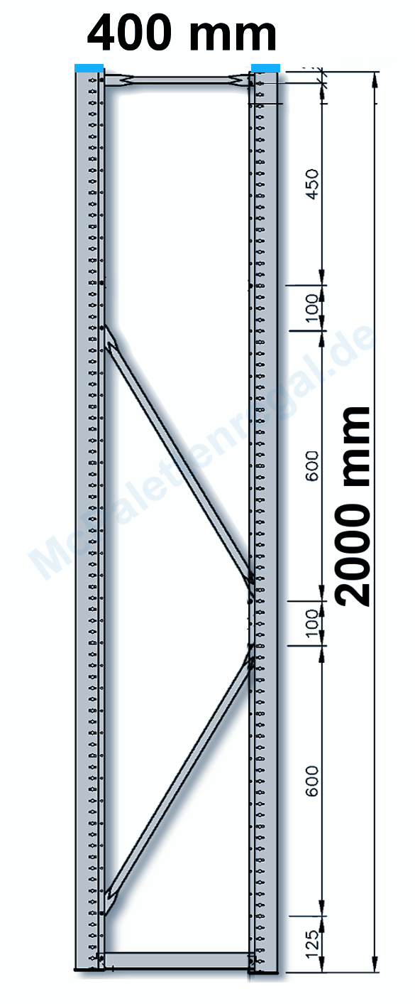 Rahmen 2,0 m hoch, 0,4 m tief