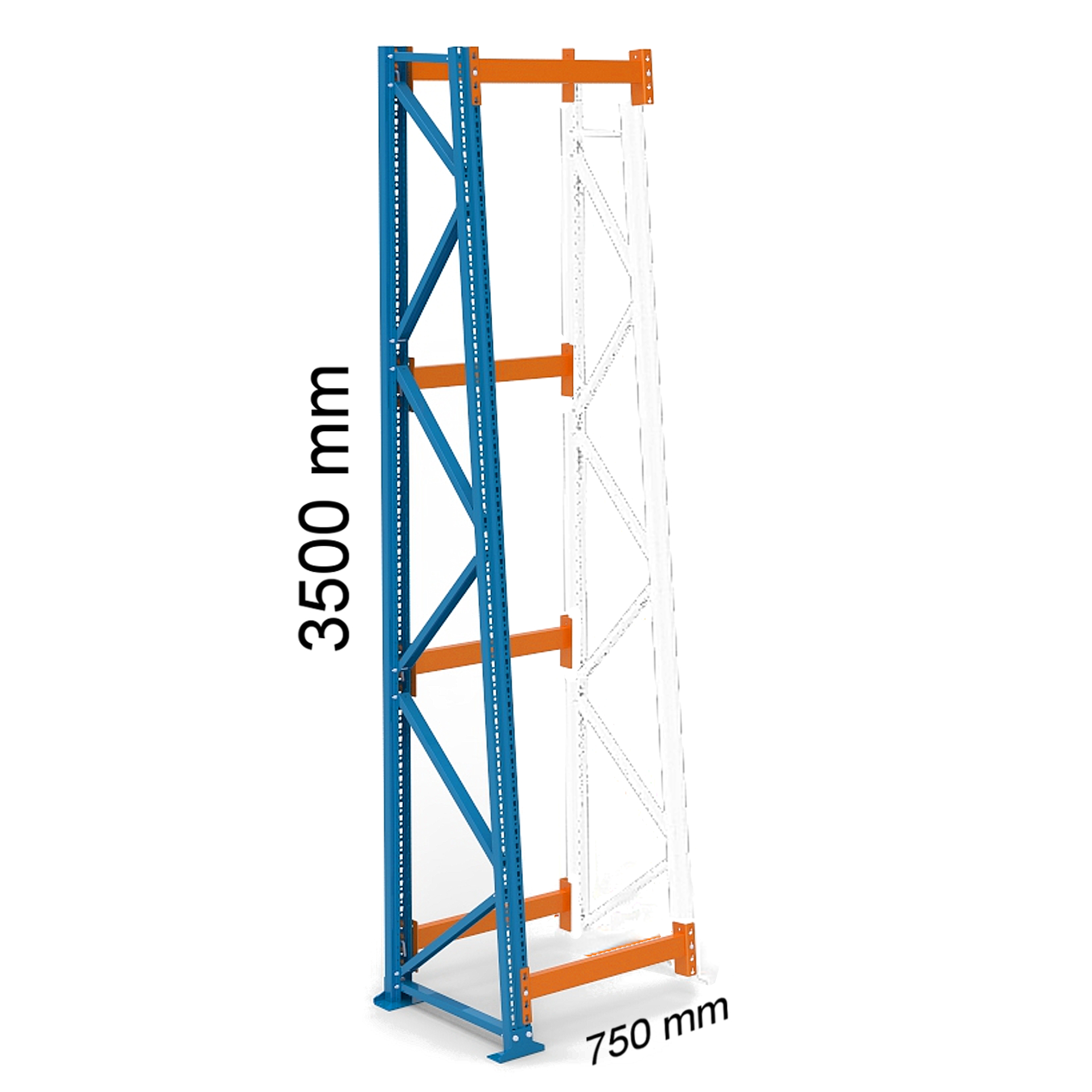 Kabeltrommel-Anbaufeld schräg 3,5 m hoch, 0,75 m breit