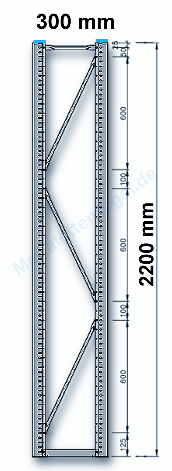 Rahmen 2,2 m hoch, 0,3 m tief