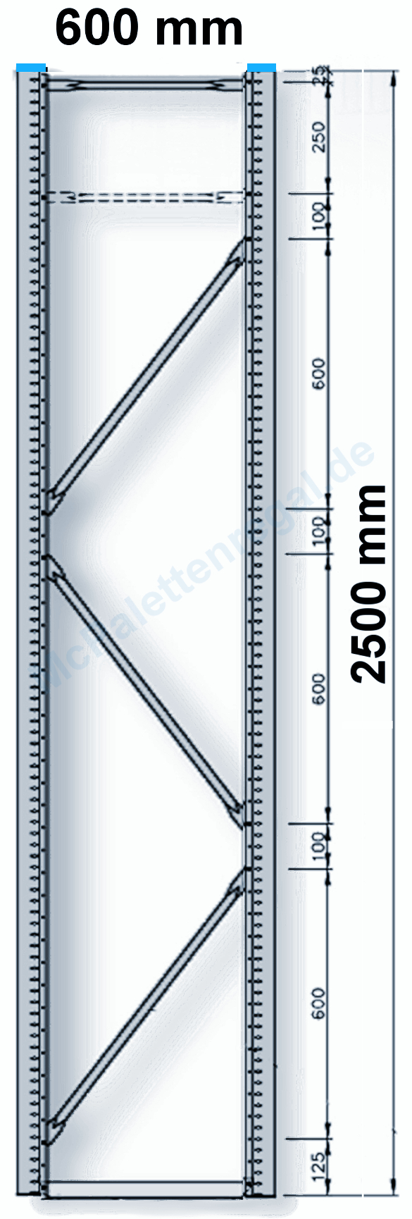 Rahmen 2,5 m hoch, 0,6 m tief