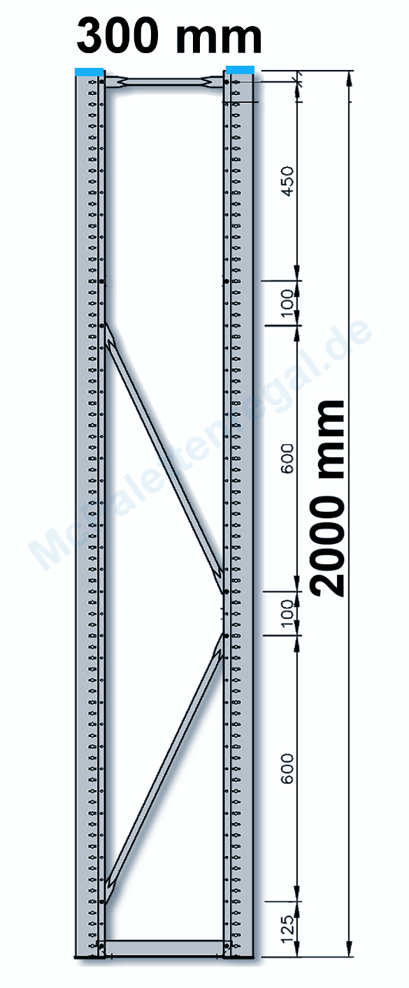 Rahmen 2,0 m hoch, 0,3 m tief