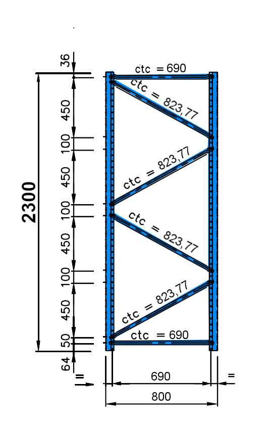 Sonder-Rahmen 2,3 m hoch, 0,8 m tief (S)