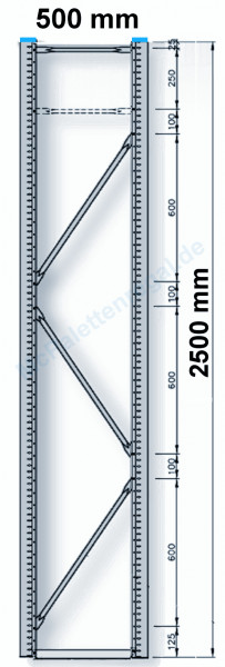 Rahmen 2,5 m hoch, 0,5 m tief