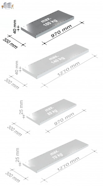 Fachboden 0,97 m breit, 0,30 m tief, 0,04 m hoch
