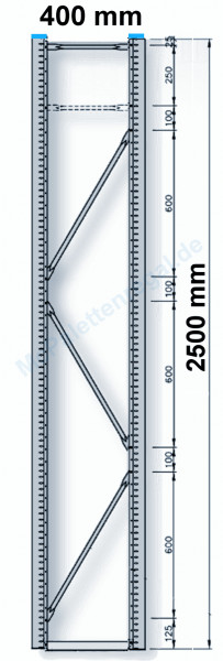 Rahmen 2,5 m hoch, 0,4 m tief