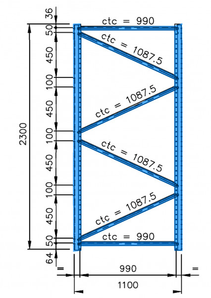 Sonder-Rahmen 2,3 m hoch, 1,1 m tief (S)