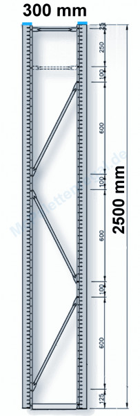 Rahmen 2,5 m hoch, 0,3 m tief